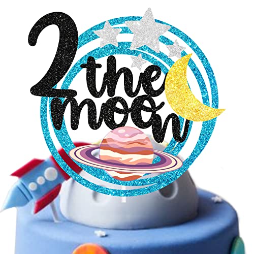 2 The Moon Kuchendekoration – kosmischer Weltraum-Motto 2. Geburtstag Party Babyparty Jungen Mädchen Geburtstagsdekorationen von SugarGera