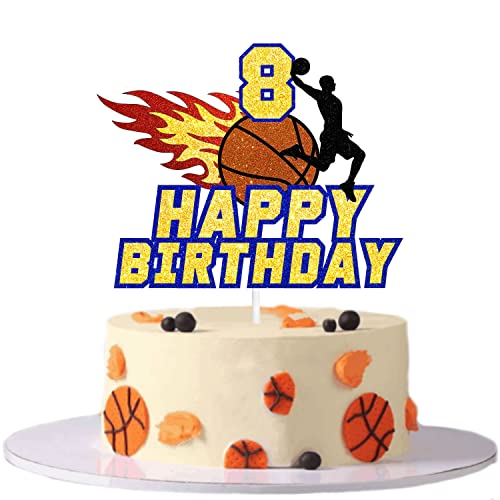 8. Dunk Geburtstag Tortenaufsatz - Happy Birthday Dekoration für Jungen oder Mädchen Basketball Mottoparty oder Sport Thema Geburtstag Party von SugarGera