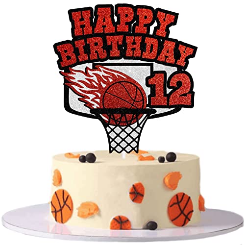 Basketball Thema Party Teen Happy Birthday Cake Topper - Basketball Geburtstag Kuchen Topper für 12 Jahre alt, Sport Thema Party Dekorationen für Jungen oder Mädchen von SugarGera