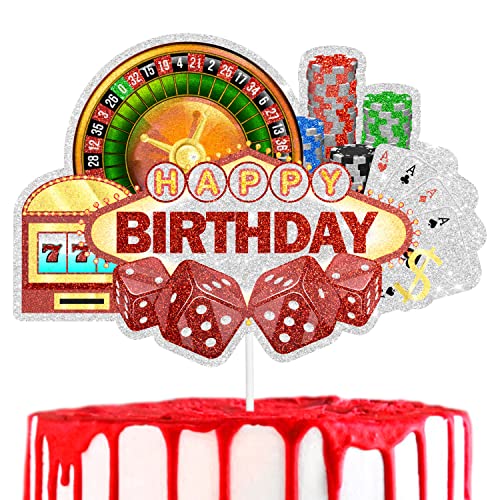 Las Vegas Casino Happy Birthday Kuchendekoration – Erwachsene Glücksspiel Geburtstag Roulette Thema Geburtstag oder Gambling Night Party Dekor – SugarGera von SugarGera