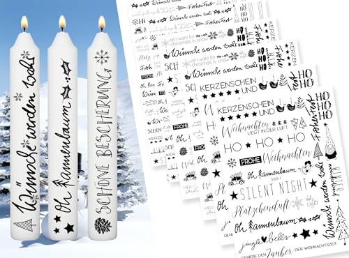 Sugeru 6 PCS Kerzentattoos Weihnachten (200+ Muster) - DIN A5,Wassertransferdruck | DIY asserschiebefolie Kerzen | Kerzenaufkleber Weihnachts Sticker | Kerzen Dekorieren | Ostern,Adventskerze (Ⅰ) von Sugeru