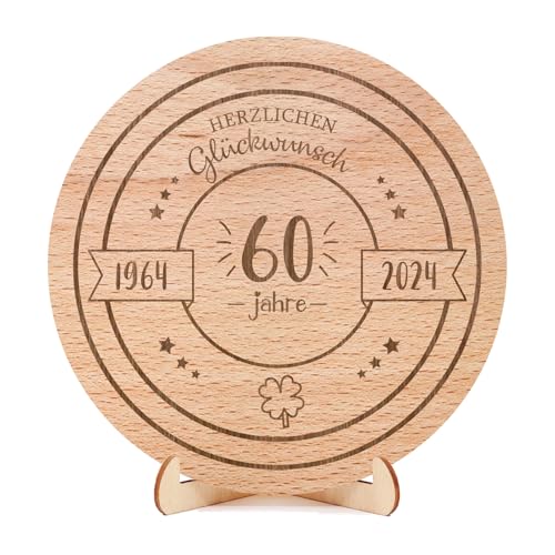 Sugeru Holzplatte Rund - 60 Geburtstag | Holzscheiben 20 cm Durchmesser, Gedenkfeier zum 60. Geburtstag, 60 Geburtstag Mann Frau, Geschenke 60 Geburtstag Mann | Lustige 60 Geburtstag Deko (60 Jahre) von Sugeru