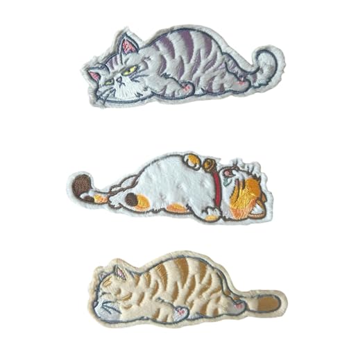 3 Stück niedliche Katzen-Patches zum Aufnähen oder Aufbügeln für Jacken, Hüte, Rucksäcke, Jeans von SuiGlory