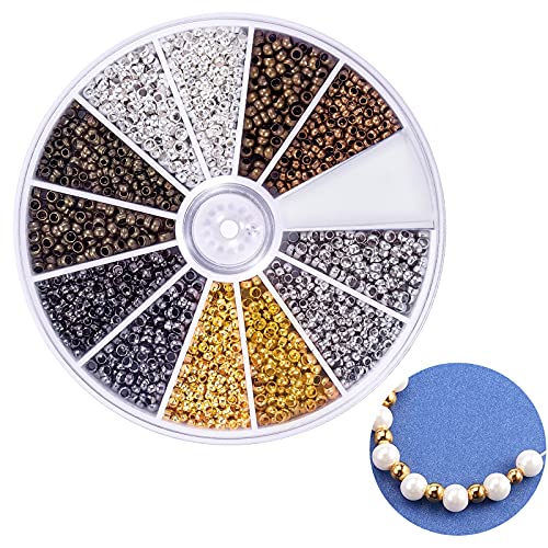 2250 Stück Crimp Beads Quetschperlen 2mm 2,5mm Quetschröhrchen Gemischte Armband Lose Perlen Spacer für DIY Armbänder Und Halskettenherstellung (6 Farben) von Suiwki