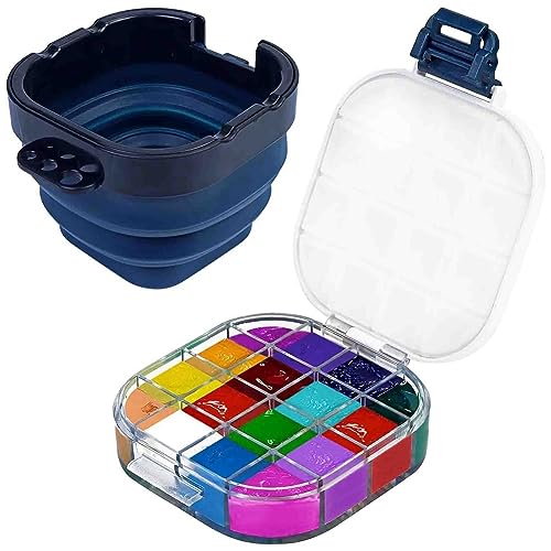 Sujurio 1 Stk. Luftdichte Farbe Saver Aufbewahrungspalette Box 16-Well Palette Box mit Deckel Blau von Sujurio