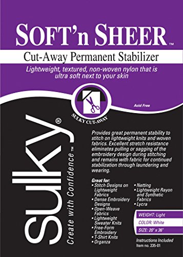 Sulky 235-01 Cut Away Soft N Sheer Stabilisator, Nylon, Weiss/opulenter Garten, 20" by 1 yd von Sulky