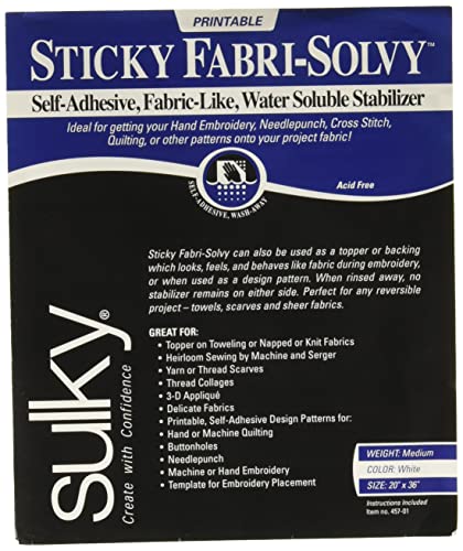 Sulky Fabri-Solvy Stabilizer Stabilisator, weiß, 20" X 36" von Sulky