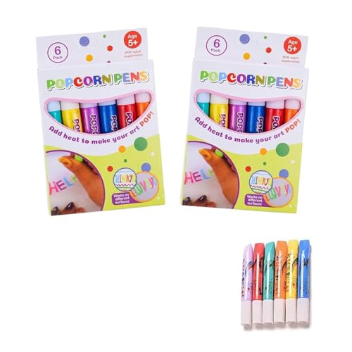 Sulobom DIY Bubble Popcorn Zeichenstifte, Magic Puffy Stifte, Puffy Bubble Pen, 3D Art Safe Pen, Neonfarbstifte, 6er Set, für Kids von Sulobom