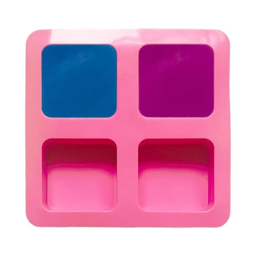 Quadratkuchenformen Silikon, Silikonseife Formquadrat,4 Hohlraum Non -Stick Pink Wiederverwendbare Seife machen Tabletts - Backen Sie Werkzeuge für die Marshmallow -Herstellung von Sulxyi