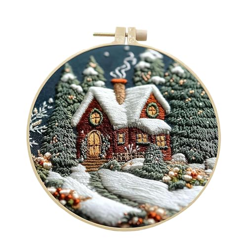 Sulxyi Christmas Embroidery Kit, Embroidery Startter Kits, CrossStitchh Kit, Beginners Hand Embroidery, Embroidery Kit, Complete Embroidery Craft Kit Festive Patterns for Adults and Kids von Sulxyi