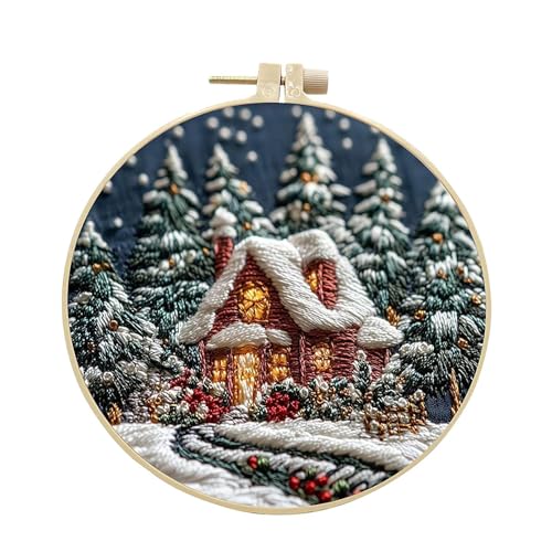 Sulxyi Christmas Embroidery Kit, Embroidery Startter Kits, CrossStitchh Kit, Beginners Hand Embroidery, Embroidery Kit, Complete Embroidery Craft Kit Festive Patterns for Adults and Kids von Sulxyi