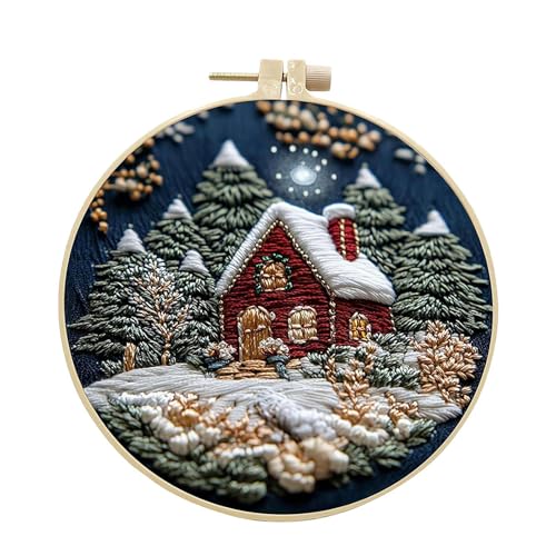 Sulxyi Christmas Embroidery Kit, Embroidery Startter Kits, CrossStitchh Kit, Beginners Hand Embroidery, Embroidery Kit, Complete Embroidery Craft Kit Festive Patterns for Adults and Kids von Sulxyi