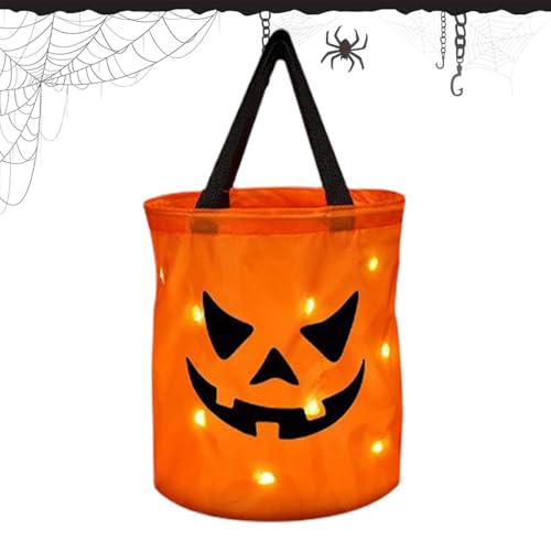 Sulxyi Light Up Halloween Pumpkin Bag, Halloween Goodie Bag, Pumpkin Candy Bag, Pumpkin Bucket Bag, Light Up Trick or Treat Bags, Multipurpose Goody Bucket Fun Light-up for Halloween von Sulxyi