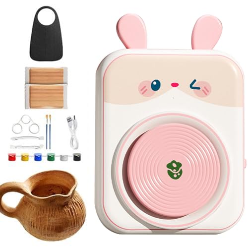 Sulxyi Töpferscheiben-Set, Kinder-Bastelei, USB-Töpferscheibe, Töpferscheibe Anfänger, Kinder-Töpferkunst-Set, komplettes Töpferscheiben-Set, USB-betriebenes motorisiertes Rad für Kinder, Anfänger ab von Sulxyi