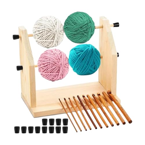 Wooden Yarn Holder, SpinningYarn Butler, Knitting Yarn Winder, Crochet Thread Holder, Wool Ball Holder, Compact and Stable Design Wooden Construction for Crochet Knitting Lovers von Sulxyi