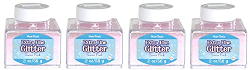 Sulyn Sul51825 Glitzer-Stapelglas, extrafein, 60 ml, ungiftig, stapelbar und wiederverwendbar, mehrere Schlitzöffnungen für einfaches Dosieren und Vermindern von Unordnung, hellrosa Glitzer, 4 Stück von Sulyn