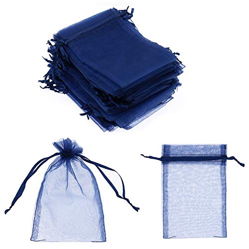 SumDirect – Organza-Beutel mit Kordelzug, 10 x 15 cm, durchsichtig, für Schmuck, Hochzeit, Party, Weihnachts geschenk, Geschenktäschchen, 100 Stück blau von SumDirect