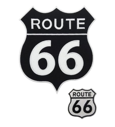 2 bestickte Aufnäher Biker Route 66 groß + klein, zum Aufbügeln für Motorradwesten, zum Aufnähen von Motorradjacken, bestickte Aufnäher auf Kleidung Zubehör, DIY 2 bestickte Aufnäher Biker Route 66 groß + klein, zum Aufbügeln für Motorradwesten, zum Aufnähen von Motorradjacken, bestickte Aufnäher auf Kleidung Zubehör, DIY von Suma Shop