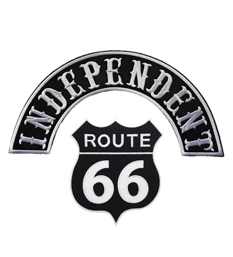 2 bestickte Patches Biker "Independent" + Route 66 Biker Aufnäher zum Aufbügeln für Westen und Motorradjacken zum Aufnähen auf Kleidung Zubehör DIY 2 bestickte Patches Biker "Independent" + Route 66 Biker Aufnäher zum Aufbügeln für Westen und Motorradjacken zum Aufnähen auf Kleidung Zubehör DIY von Suma Shop