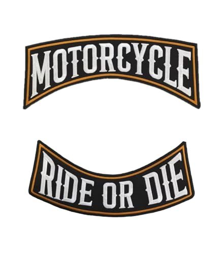 2 bestickte Patches Biker "Motorcycle | Ride Or Die " Aufnäher zum Aufbügeln für Westen und Westen Motorrad Iron-On zum Dekorieren von Motorradjacken, Stickerei auf Pilot Motorcycle, DIY von Suma Shop