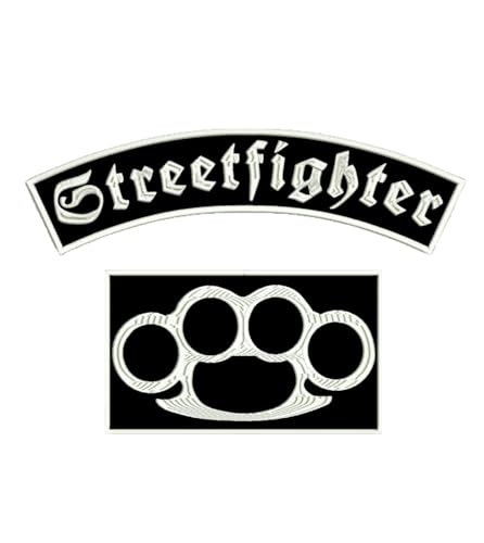 2er Set Bestickte Patches zum Aufbügeln oder Aufnähen: " BIG SET PATCH Streetfighter " | Biker Patch zum Anknüpfen / Aufbügeln | MC Sticker Motorrad Biker DIY von Suma Shop