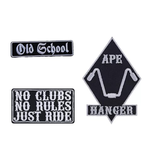 3er Set No Clubs Old School Biene Hanger Aufnäher Patch Biker Patch Aufnäher Bügelbild Aufbügler Iron on Patches Applikation Aufnäher Applikation Patch MC-Sticker Biker DIY von Suma Shop