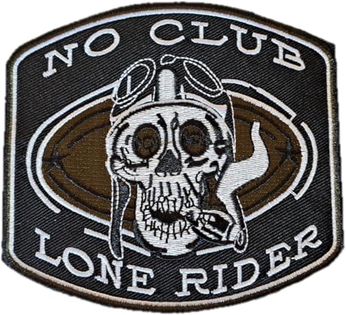 Aufnäher, Motiv: Totenkopf, No Club, Lone Rider, Biker, zum Aufnähen oder Aufbügeln, zum Aufnähen oder Aufbügeln von Suma Shop