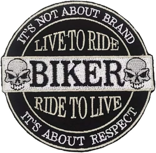 Aufnäher Patch Biker Live to Ride to Ride to Live Skull zum Aufbügeln oder Aufnähen | Patch Biker DIY von Suma Shop