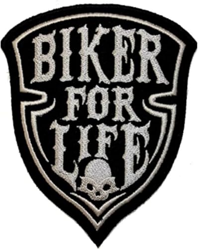 Bestickter Aufnäher zum Aufbügeln oder Aufnähen: "Biker For Life" | Biker Patch zum Aufnähen / Aufbügeln | MC-Sticker für Motorradfahrer | DIY von Suma Shop