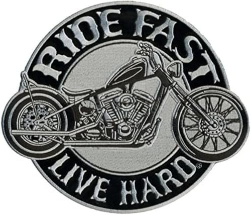 Bestickter Aufnäher zum Aufbügeln oder Aufnähen: " Ride Fast Live Hard " | Biker Patch zum Aufnähen / Aufbügeln | MC-Sticker für Motorradfahrer | DIY von Suma Shop