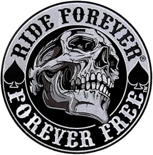 Gestickter Aufnäher zum Aufbügeln oder Aufnähen: "Ride Forever, Forever Free" | Biker Patch zum Aufnähen/Aufbügeln | MC-Aufkleber für Motorradfahrer | DIY von Suma Shop