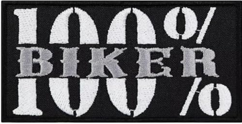 Bestickter Aufnäher zum Aufbügeln oder Aufnähen: " Patch 100% Biker " | Bestickter Aufnäher Biker Patch Biker zum Aufnähen / Aufbügeln | MC-Sticker Motorrad DIY von Suma Shop