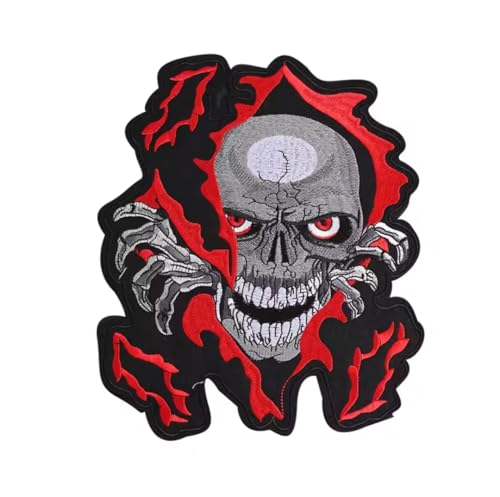 Red Punck / Skull - Für Weste, Biker Patch zum Aufnähen oder Aufnähen, zum Aufnähen oder Aufbügeln | Biker Sticker DIY von Suma Shop