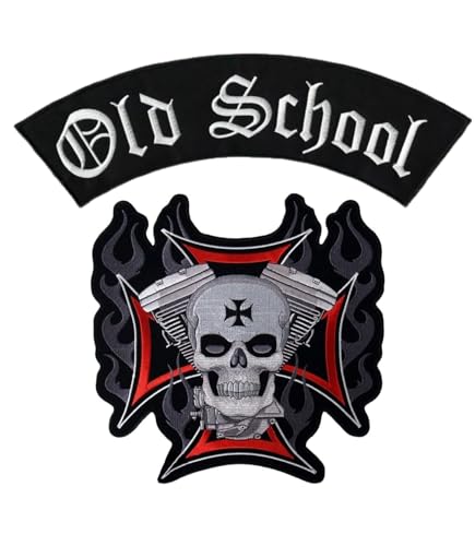 Rocker Skull Stella Malta | Old School Aufnäher zum Aufbügeln für Motorradwesten und Westen, 2 Stück von Suma Shop