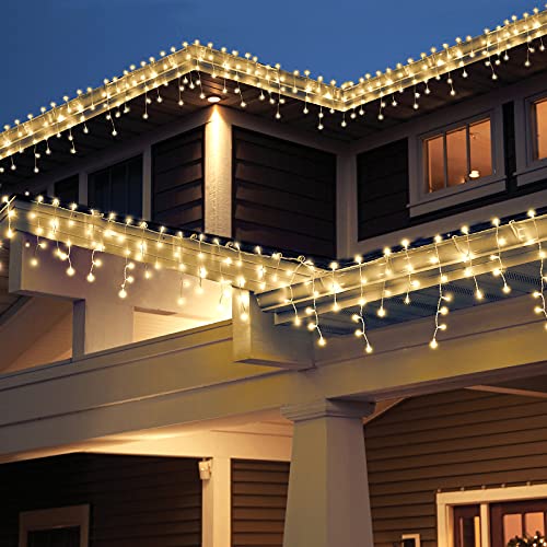 [240 LED] Lichterkette, 9M 8 Modi Lichterkette Außen Strom Weihnachtsbeleuchtung Wasserdicht Außen/Innen LED Lichterkette mit Memory-Funktion für Garten Balkon Weihnachtsbeleuchtung Außen, Warmweiß von Sumairs