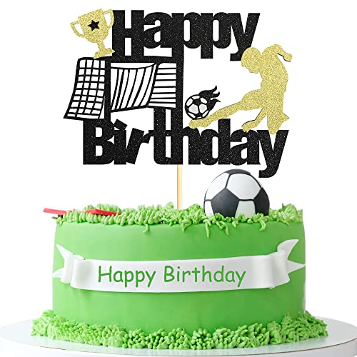 Sumerk 1 Stück Fussball Tortendeko Happy Birthday Cake Topper Fußball Geburtstag Tortendeko Fussball Kuchen Deko für Fussball Deko Geburtstag Kinder Junge Mädchen Fussball Sport Party Deko von Sumerk