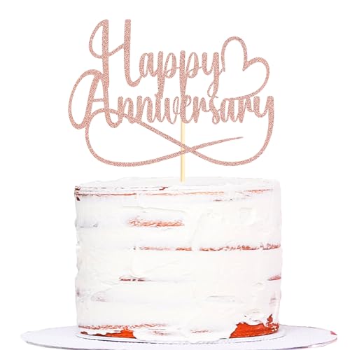 Sumerk 1 Stück Rose Gold Happy Wedding Anniversary Cake Topper Golden Wedding Cake Toppers Wedding Cake Decorations Cake Topper Mr Mrs Anniversary Party Cake Decoration von Sumerk