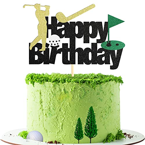 Sumerk Golf Kuchen Topper, alles Gute zum Geburtstag Golf Kuchen Dekor Golf Ball Zeichen Kuchen Topper für Sport Thema Mann Jungen Geburtstag Party Jahrestag Dekoration Zubehör von Sumerk