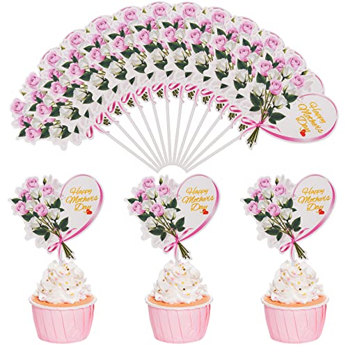 12 Stück Happy Mother's Day Cake Toppers Blume Cupcake Topper für Muttertag Geburtstag Kuchen Dekoration Party Supplies (Stil 2) von Sumersha