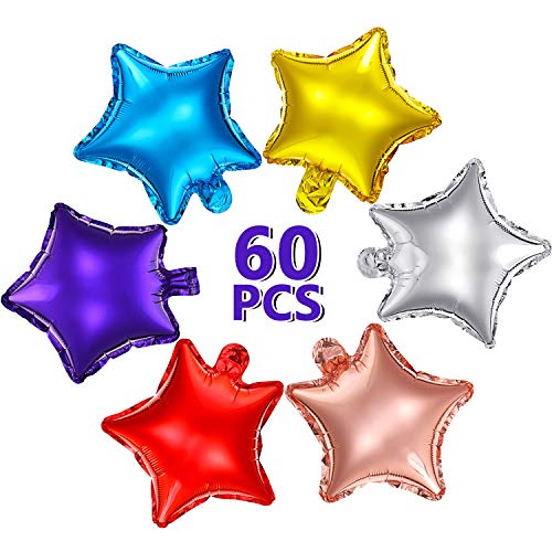 60 Stücke Sternförmige Luftballon 10 Zoll Bunte Stern Ballon Stern Mylar Folien Ballon Aluminium Folien Luftballon für Baby Shower Geschlecht Enthüllen Hochzeit Abschlussball Verlobung von Sumind