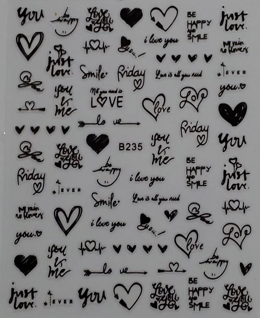 Nail Sticker/Love B235 Schwarz /Valentinstag von Sumkiste