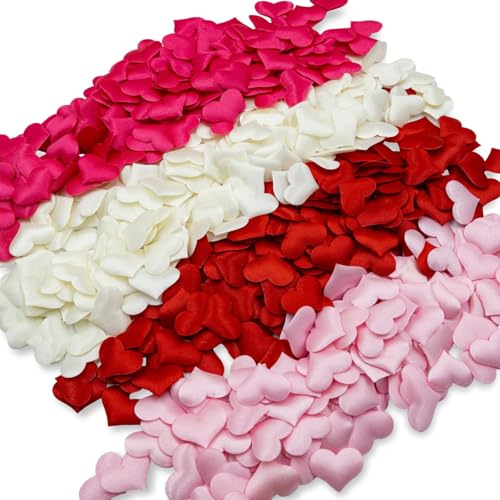 Summer-Ray 800pcs 20mm Gepolsterte Satin Herzen Konfetti Dekoration für Hochzeit Valentinstag Dekoration (Weiß, Rot, Babyrosa, Hot Pink) von Summer-Ray.com