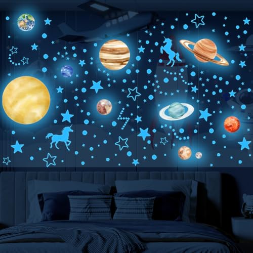 Leuchtsterne Kinderzimmer 4 Blatt Sterne Leuchtend Selbstklebend Wandsticker Sterne Wandaufkleber Kinderzimmer Mädchen Jungen Wandtattoo für Kindergarten Schlafzimmer Wohnzimmer von Sumotia