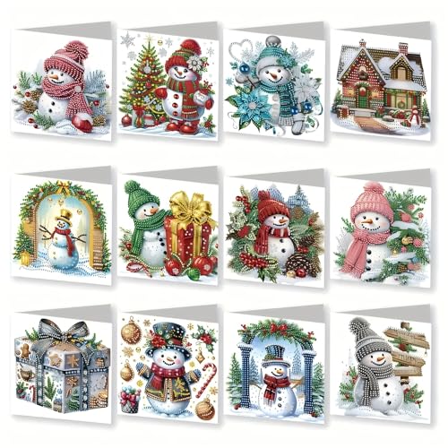 12er Set DIY Diamond Painting Grußkarten Set Ostern, Christmas Diamond Painting Greeting Cards Osternkarten for Kinder & Erwachsene (Weihnachten-12er SetM) von Sumshy