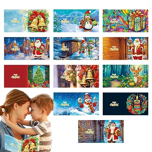 12er Set DIY Diamond Painting Grußkarten Set Weihnachten, Christmas Diamond Painting Greeting Cards for Kinder & Erwachsene (Weihnachten-12er Set A) von Sumshy