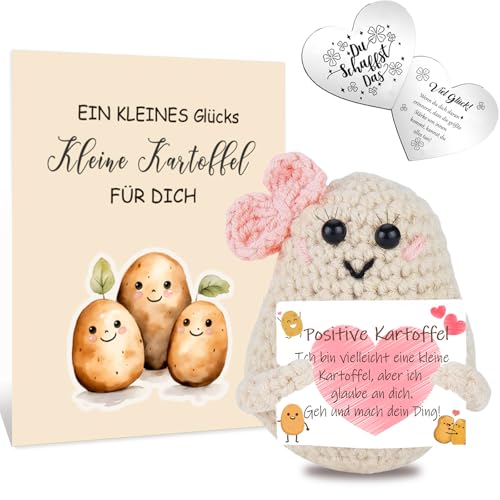 Sumtoco Glücksbringer Geschenke Für Frauen, Positive Kartoffel, Pocket Hug Kreative Strickwolle Puppe Mit Umarmung Glücksbringer, Einschulung Geschenk, Schulkind Geschenk, Abschiedsgeschenk Kollegen von Sumtoco