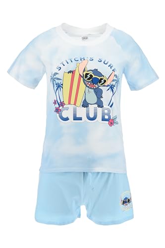 Disney Lilo und Stitch - Stitch Surf Club Pyjama mit kurzen Ärmeln und Shorts aus Baumwolle für Damen (IT, Text, M, Regular, Regular, Blau) von Sun City