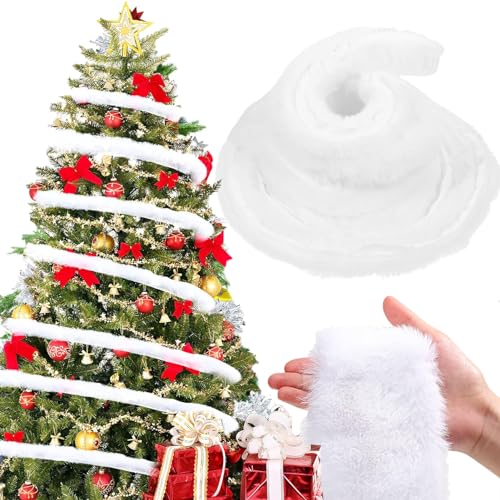 SunAurora Kunstfell Bordüre Weihnachtliche Kunstfell Band Flauschige Trimm Stoff Rolle Fellstoff für Weihnachtsbaumdekoration Weihnachtsmütze Weihnachtsstrumpf DIY Weihnachtskranz Nähen 5m von SunAurora