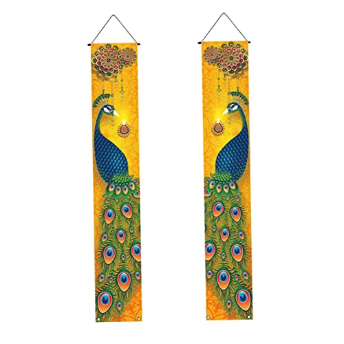 Happy Diwali Porch Banner Indian Diwali Peacock Front Porch Welcome Sign Deepawali Indian Festival of Lights Decorations-12×71''girlande for Garden Wedding Birthday Indoor Outdoor Party Decoration von SunaOmni