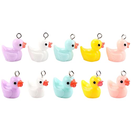 Mini-Ente Anhänger, 10 stücke Kleine gelbe Ente Anhänger Set Harz Keychain Hanging Decor DIY Schmuck Schlüsselanhänger Anhänger Handkräfter Zubehör von SunaOmni